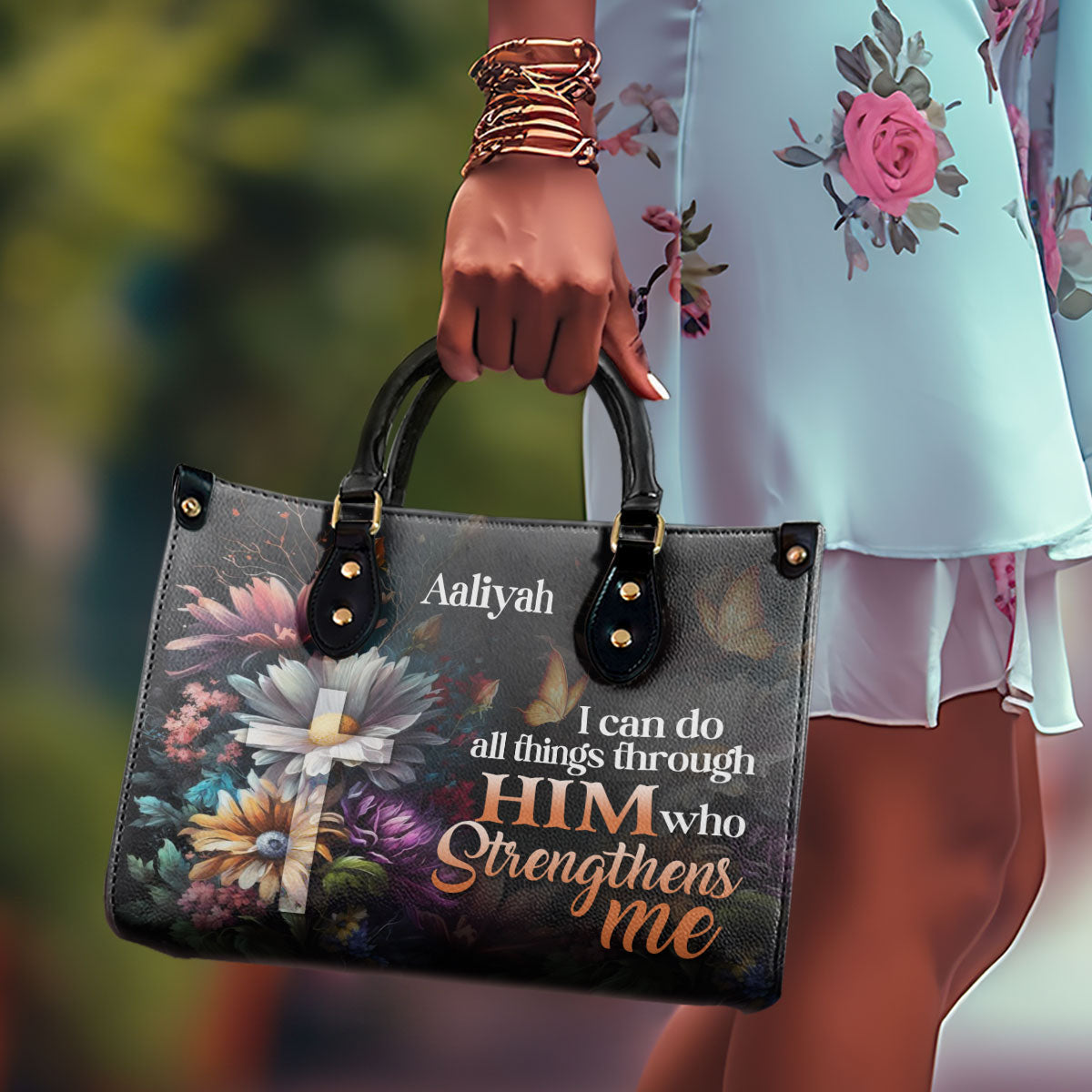 I Can Do All Things Through Him - Personalized Leather Handbag