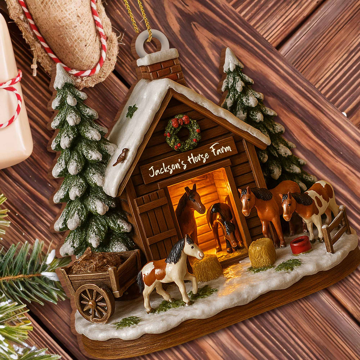 Customize Your Own Charming Horse Farm Ornament Personalized Wood Ornament Gift For Horse Lovers