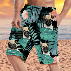 Custom Photo Funny Family Pet Face - Personalized Custom Unisex Beach Shorts