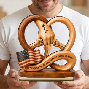 Dad to Us You Are the World - Personalized Wooden Plaque - Father's Day Gift for Dad, Husband