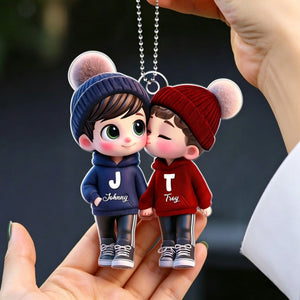 Cute Cartoon LGBT Couple Personalized Acrylic Ornament for Pride Month