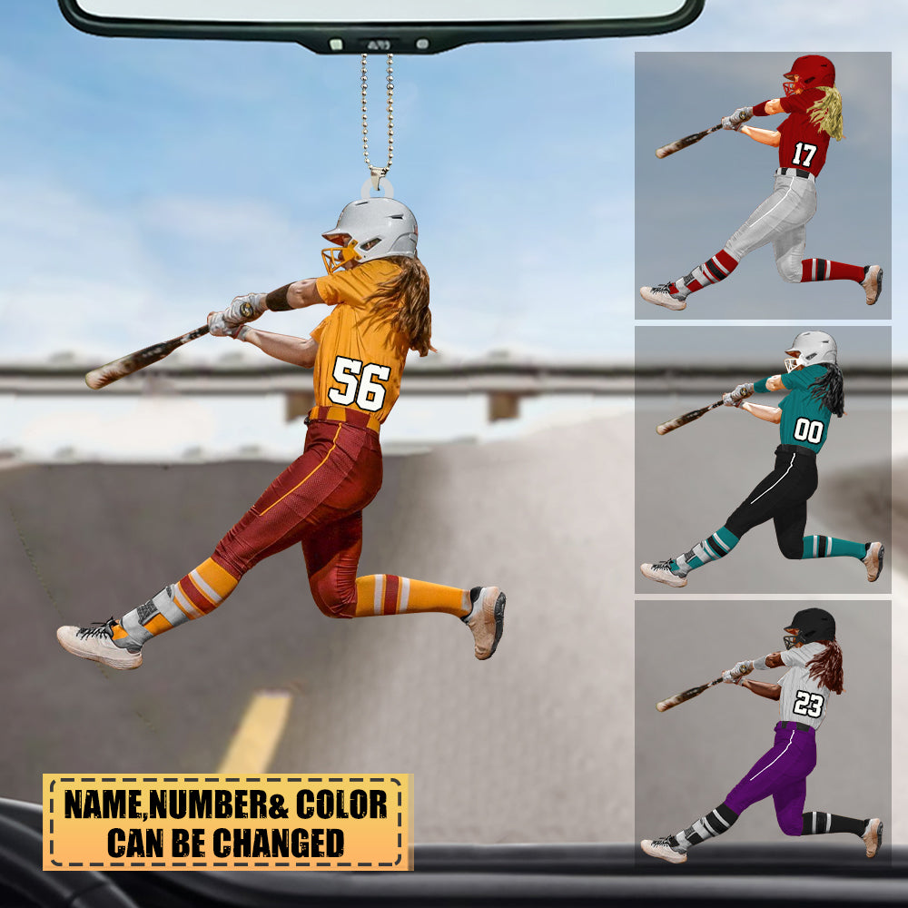 Personalized Female Softball Hitter-Two Sided Ornament