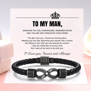 To My Husband-Personalized Couple names Leather Bracelet