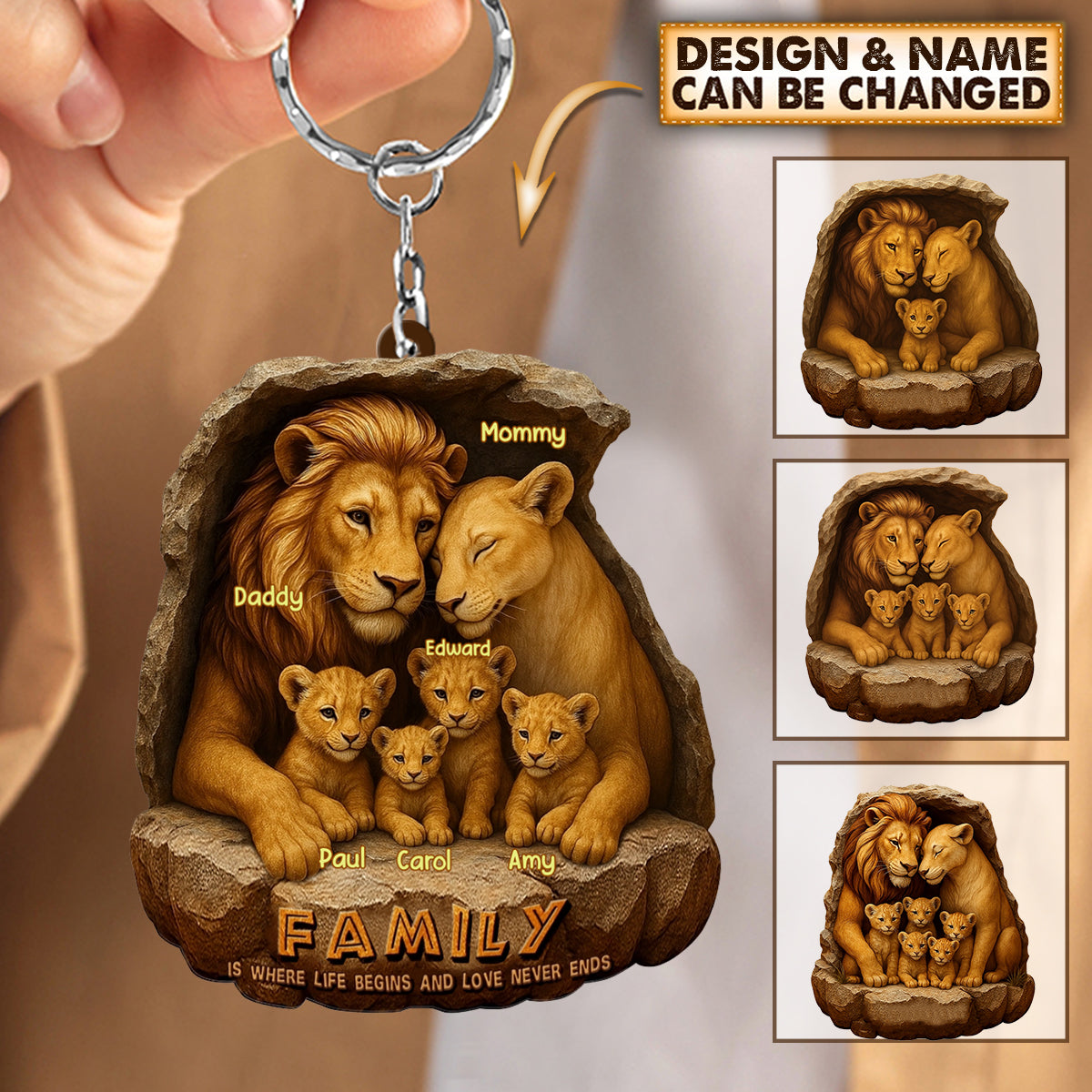 Personalized Gifts For Family Keychain- Custom 'Roaring Family' Keychain