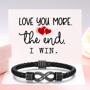 All because two people fell madly in love-Personalized Couple names Leather Bracelet