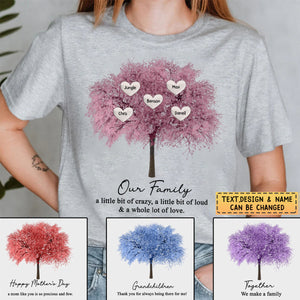 Personalized Family Tree Of Life With Heart Names Pure Cotton T-Shirt