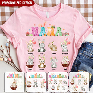 Personalized Easter Cute Bunny Pure Cotton T-Shirt Gift for Grandma