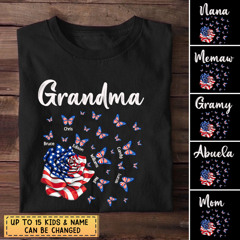 Personalized Gift For Grandma Patriot Rose T-Shirt