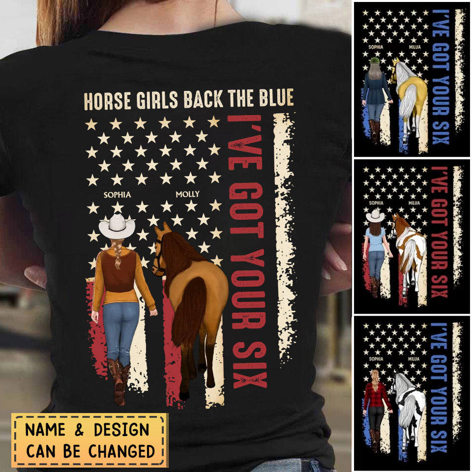 Personalized Horse Girls Back The Blue I've Got Your Six T-shirt