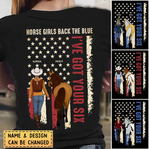 Personalized Horse Girls Back The Blue I've Got Your Six T-shirt