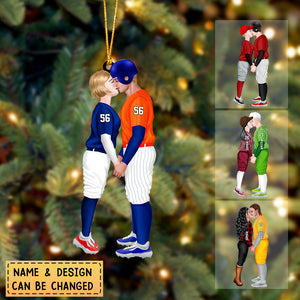 Personalized Acrylic Custom Shape Ornament-Couple Gift-Baseball Couple Ornament