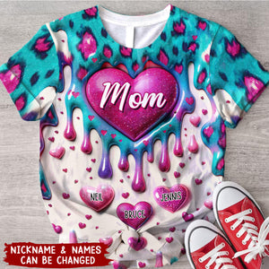 Personalized 3D Coloful Sweet Heart Dripping All-over Print T Shirt