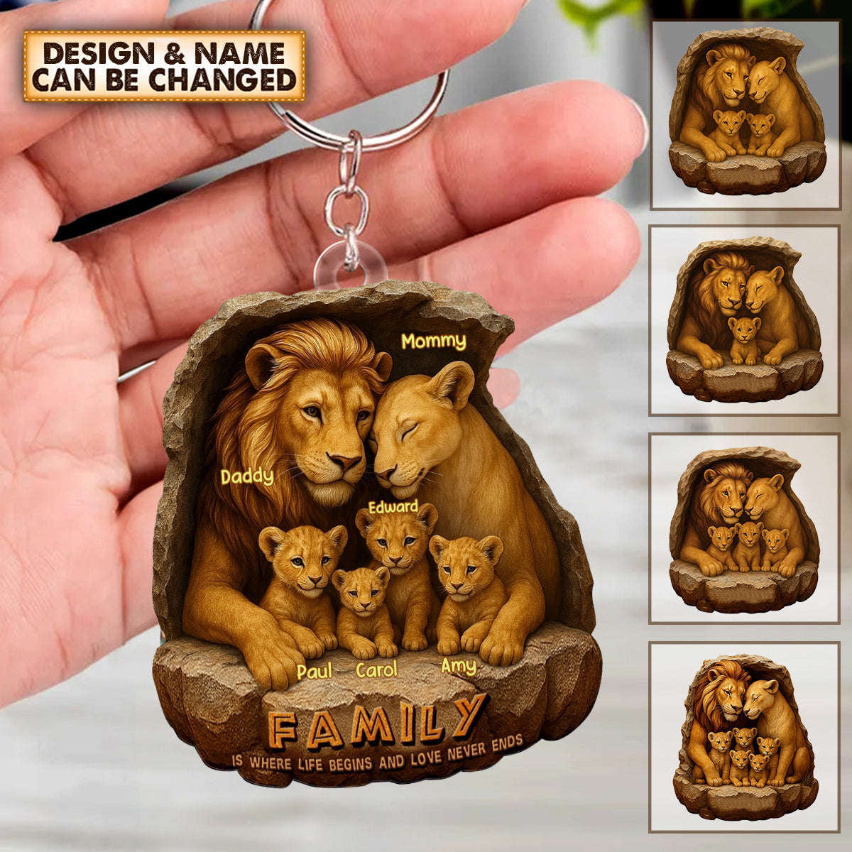 Personalized Gifts For Family Keychain- Custom 'Roaring Family' Keychain