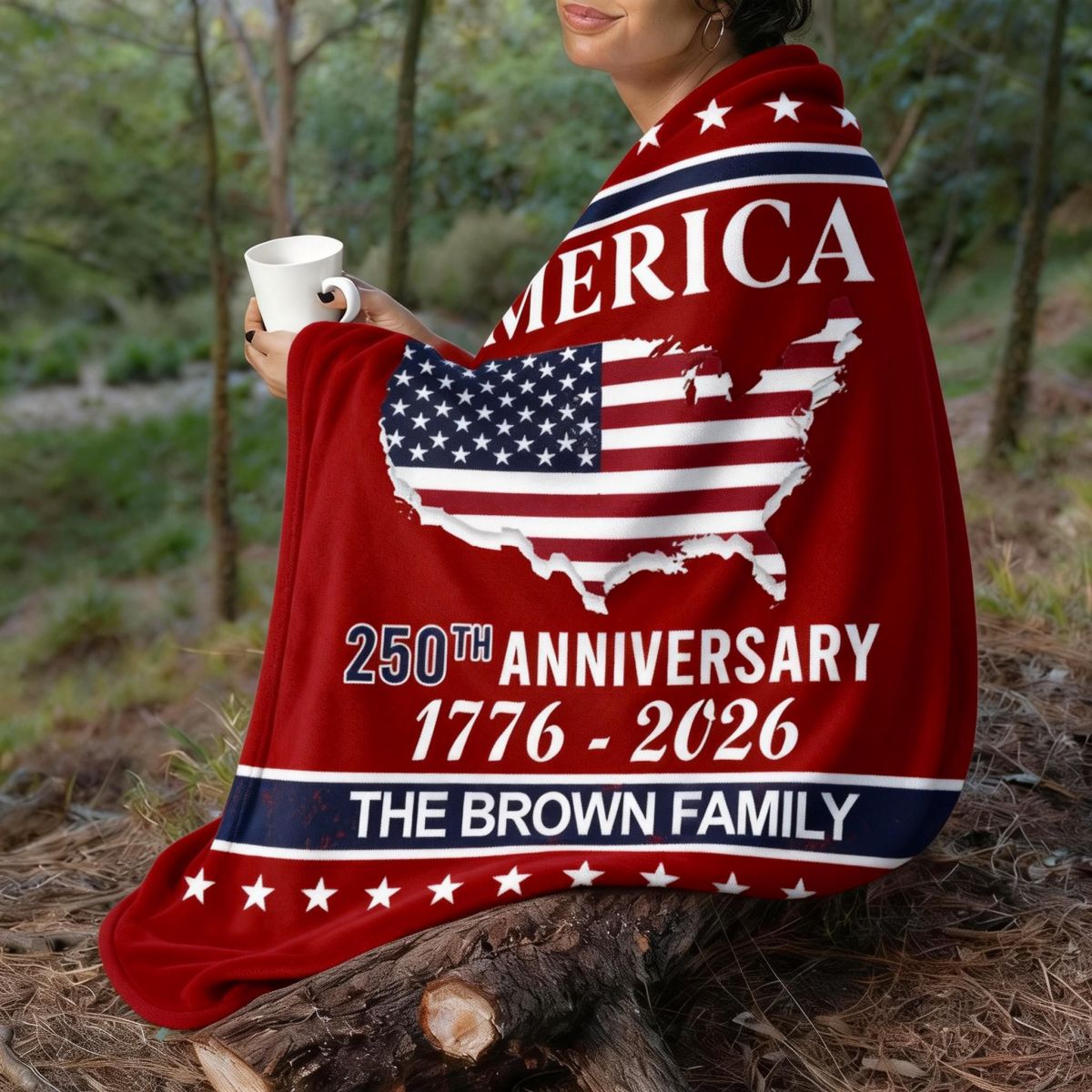 America 250th Anniversary Blanket Personalized Family Name Blanket