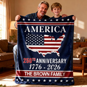 America 250th Anniversary Blanket Personalized Family Name Blanket