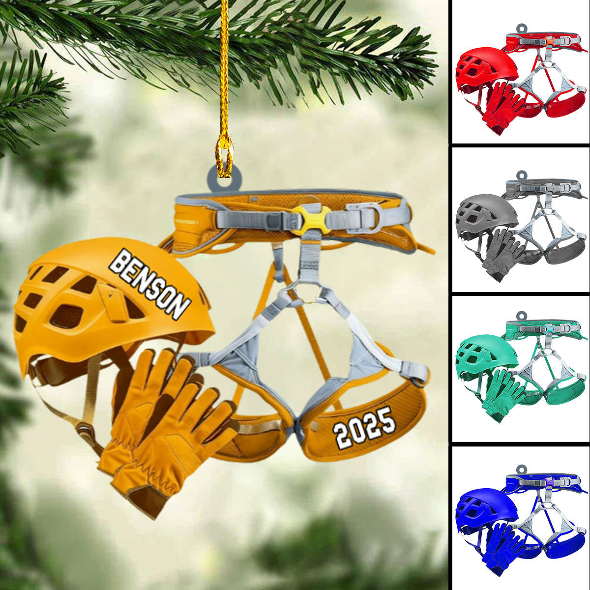 Rock Climbing Equipment Personalized Christmas Ornament, Gift for Rock Climbing Enthusiast