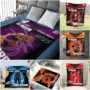 Personalized Custom Photo Football Jersey Blankets For Football Family Game Day