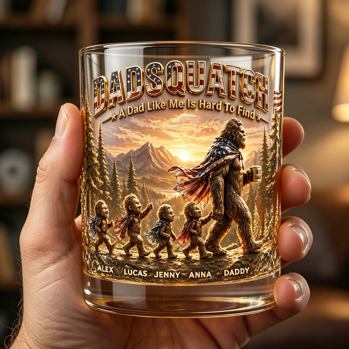 Wild Dad & Little Ones Whiskey Glass - Personalized Gifts For Dads