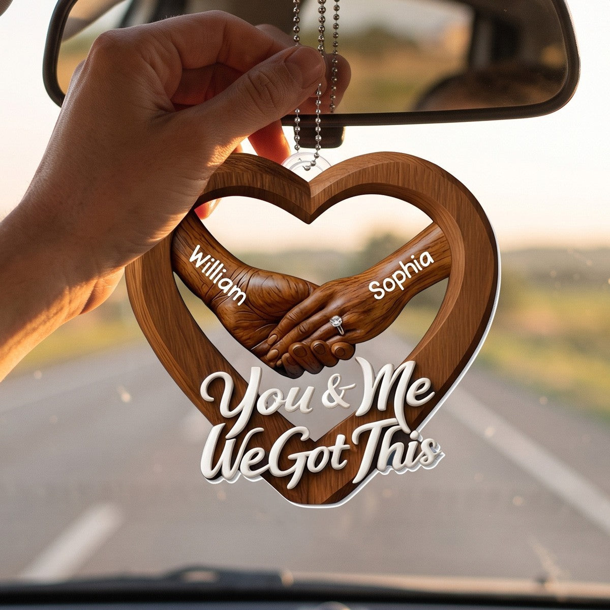 Engagement Gift Hand In Hand Couple – Personalized Acrylic Hanging Ornament