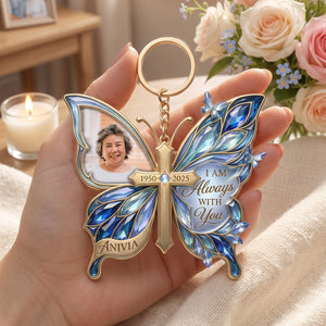Loving Memory Butterfly Custom Photo Personalized Keychian For Loved Ones