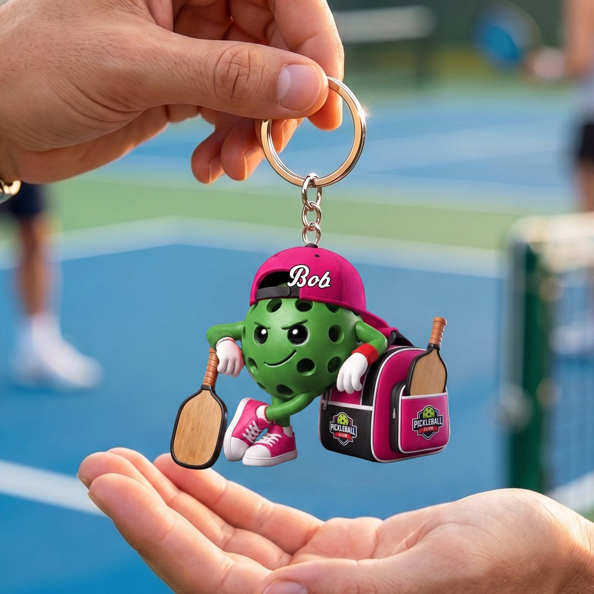 Pickleball Player Personalized Cute Pickleball Mascot Keychain Gift For Pickleball Lovers