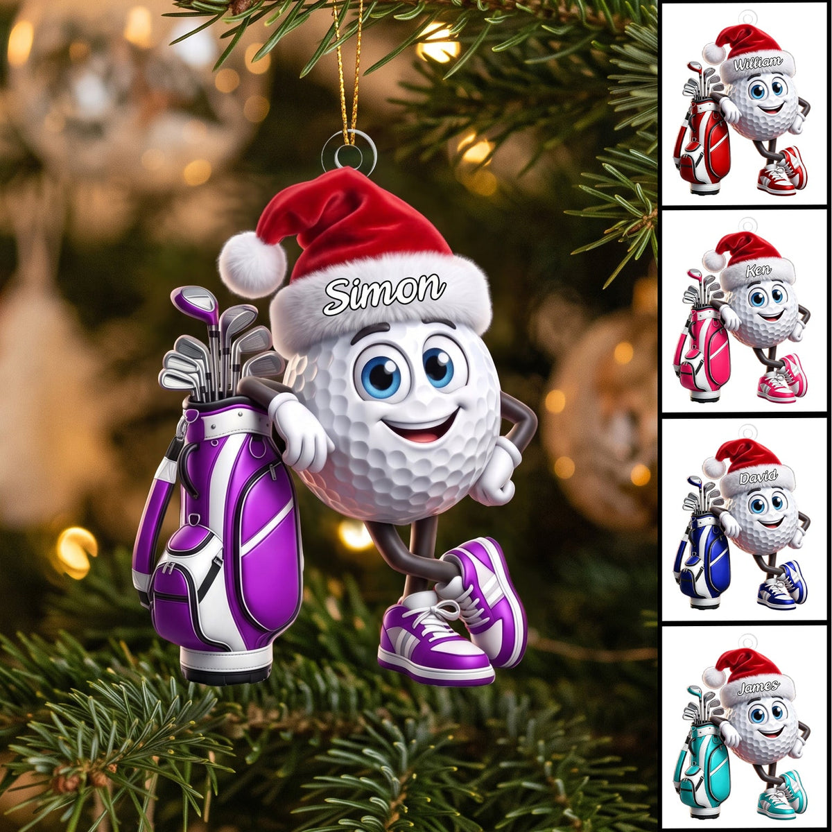 Golf Player Personalized Christmas Hanging Ornament – Holiday Gift For Golf Lovers