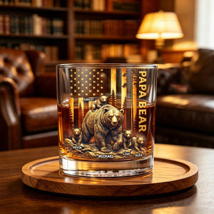 Papa Bear Whiskey Glass - Personalized Father's Day
