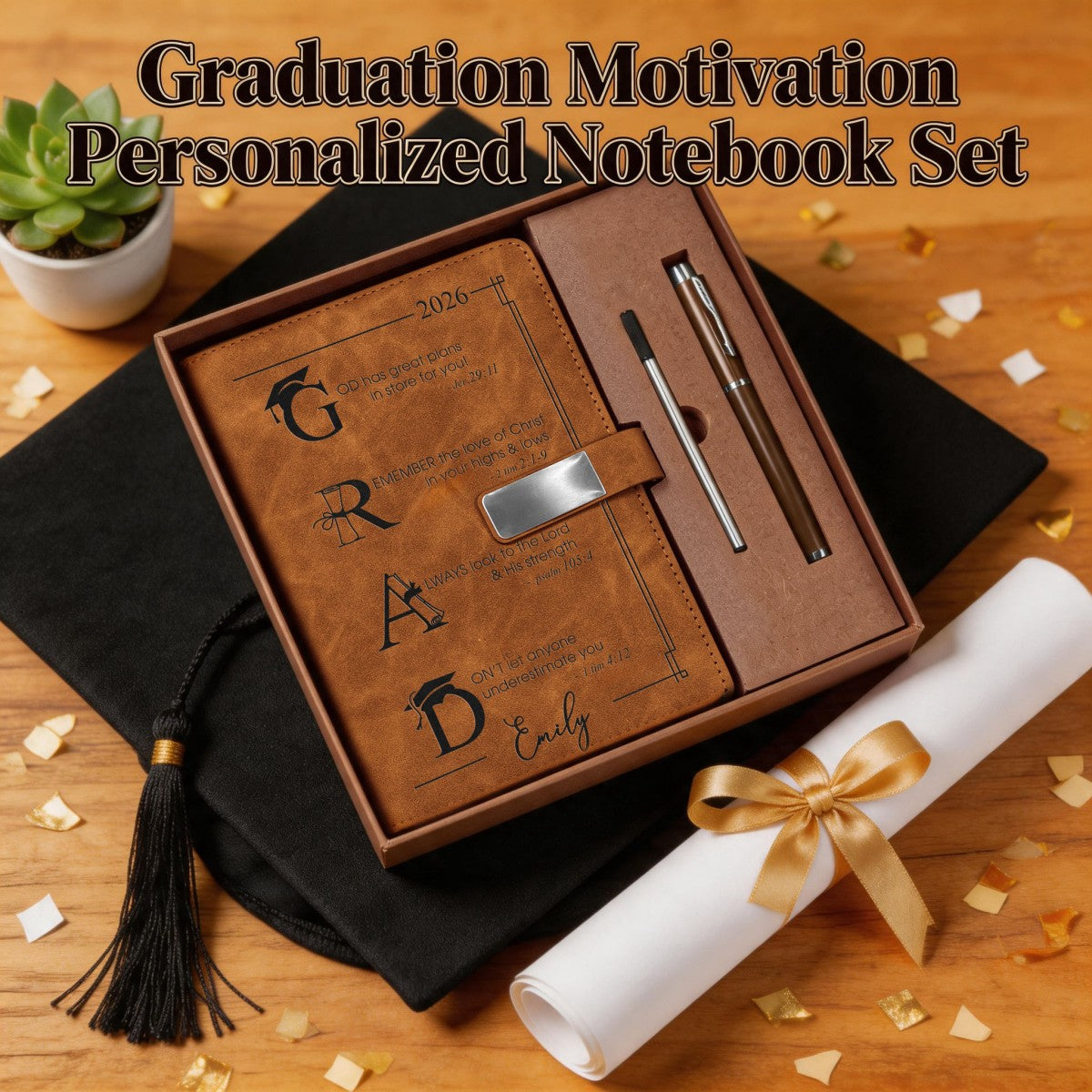 God Has Great Plans For You Graduation Motivation Personalized Notebook Set