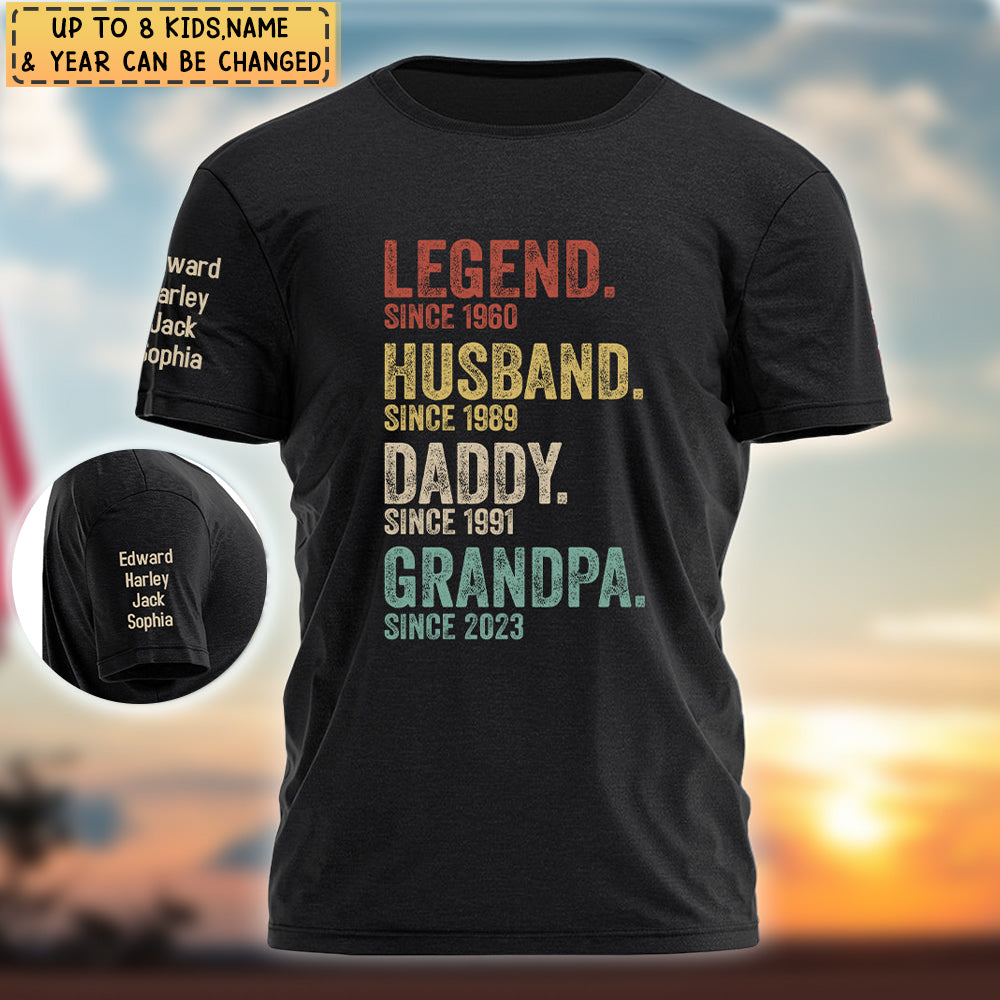 Personalized Shirt With Design On Sleeve Birthday Gift For Dad, Grandpa