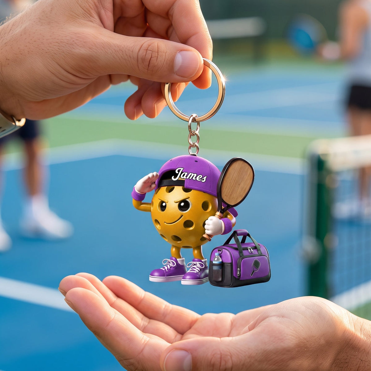 Salute Pickleball Ball Mascot Keychain Personalized Cute Gift For Pickleball Lovers