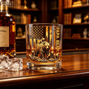 Papa Bear Whiskey Glass - Personalized Father's Day