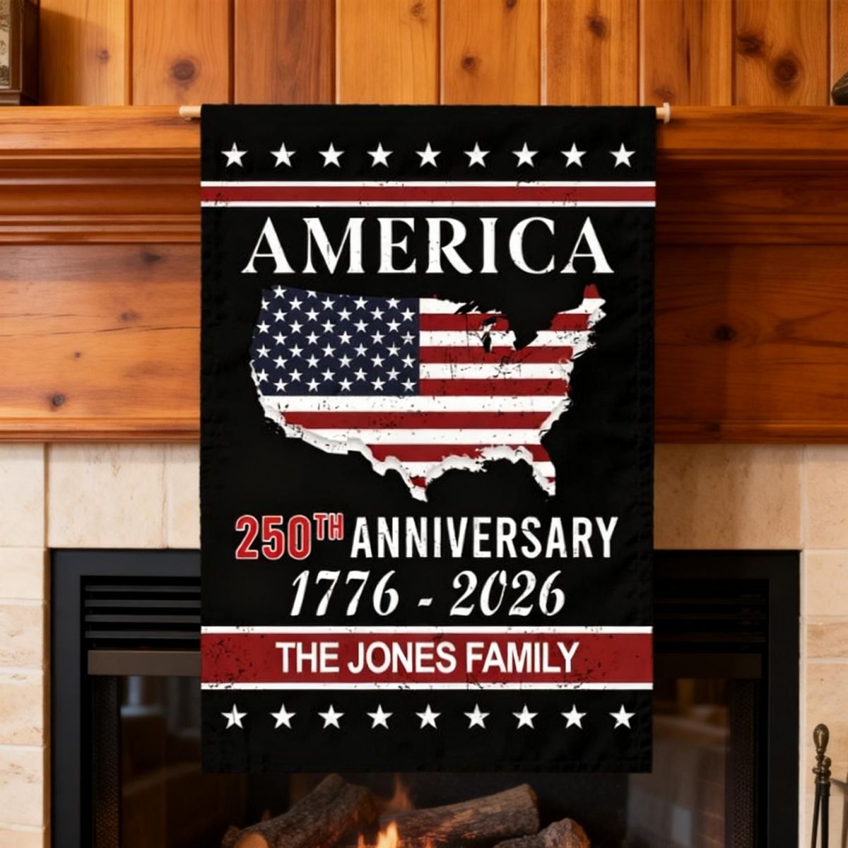 America 250th Anniversary Garden Flag Personalized Family Name