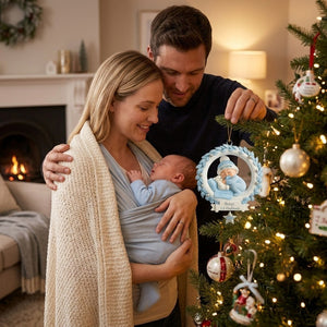 Baby And Wreath – Baby's 1st Christmas Personalized Ornament