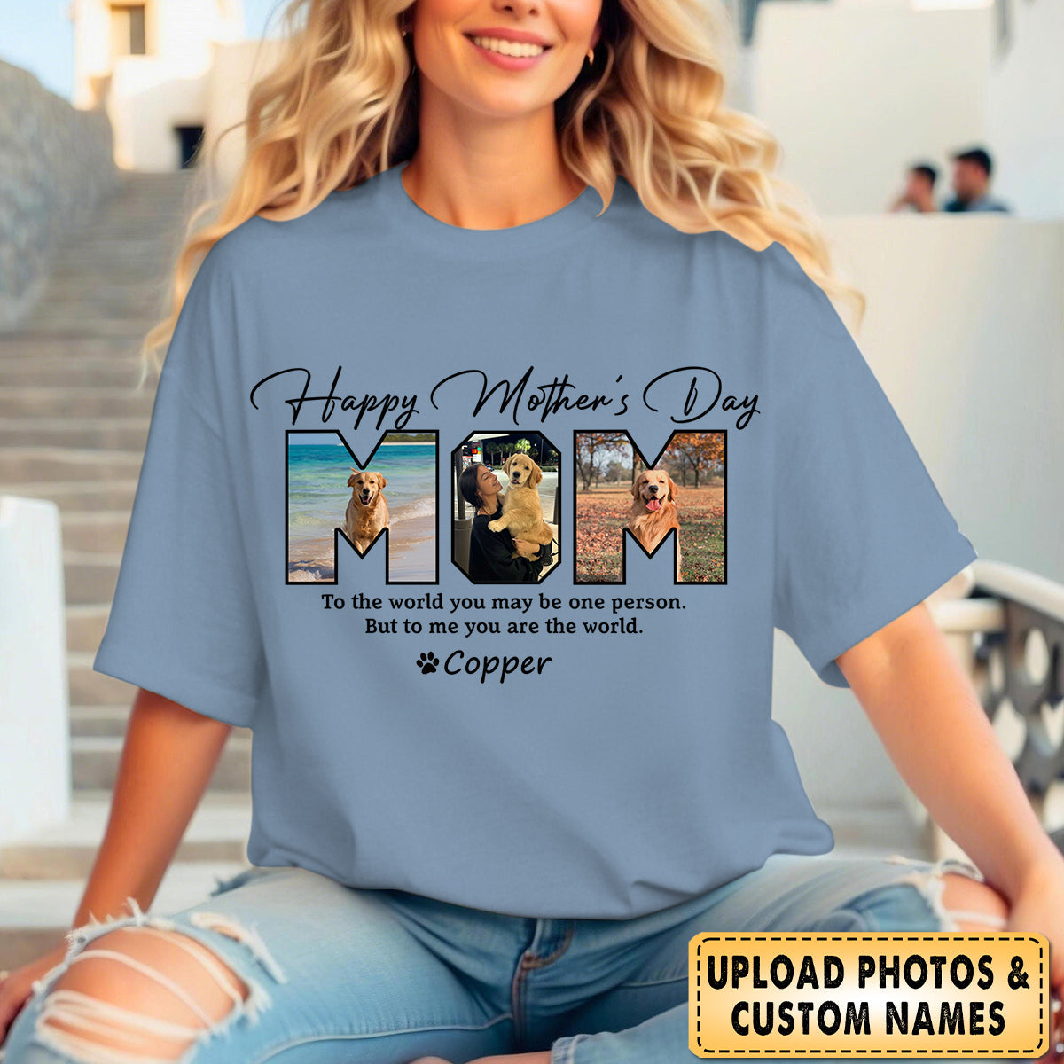 Custom Photo Happy Mother's Day To Dog Mom - Personalized T shirt
