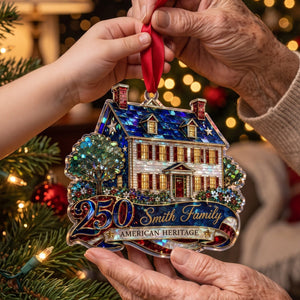 Custom Shape American House Personalized Acrylic Ornament – America 250th Family Keepsake