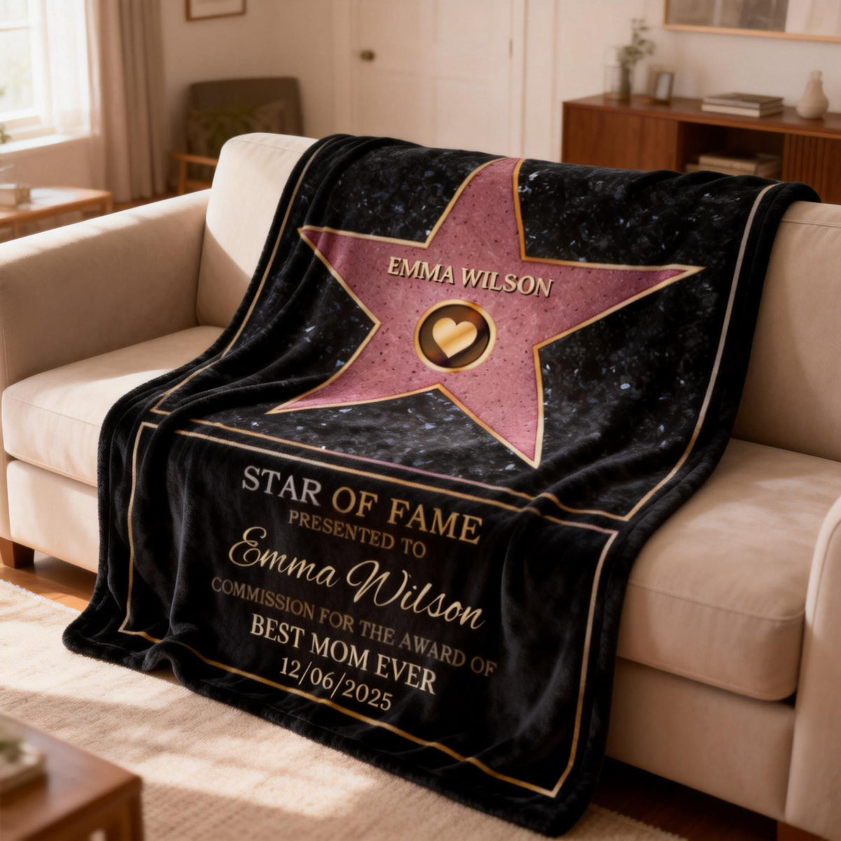 Mom Star Of Fame - Family Personalized Custom Blanket Gift for Mom