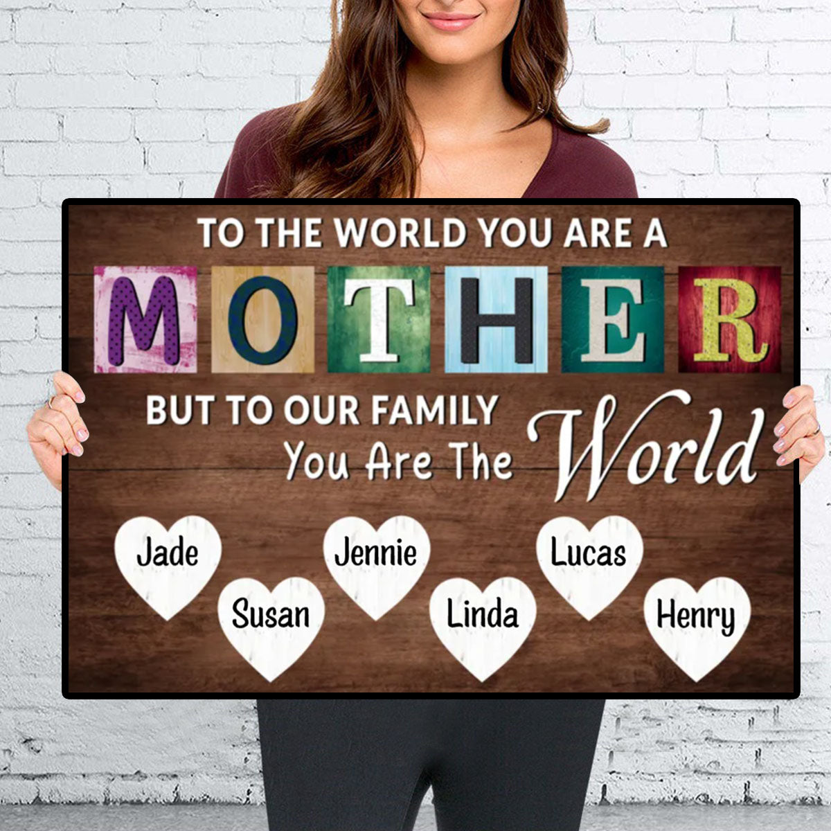 You Are The World Custom Names Canvas For Mom, Mother's Day Gift