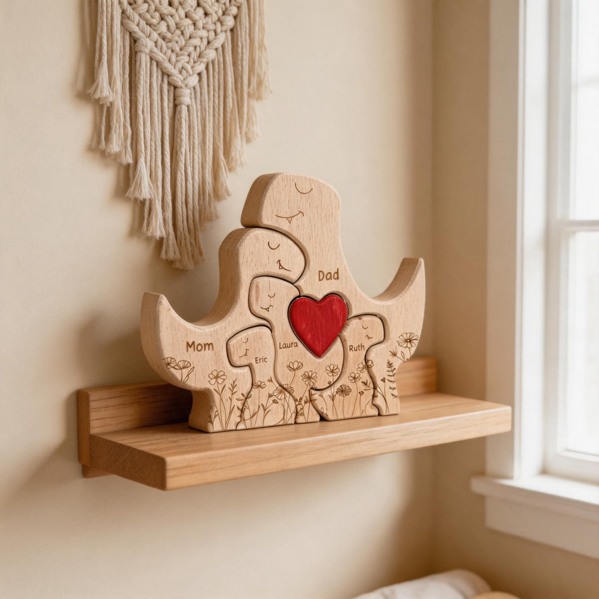 Personalized Dinosaur Family Wooden Puzzle – Father's Day Gift For Dad