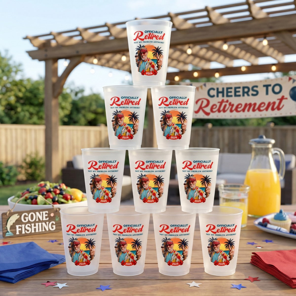 Custom Photo Party Cups - Personalized Funny Retirement Gifts For Her, Him