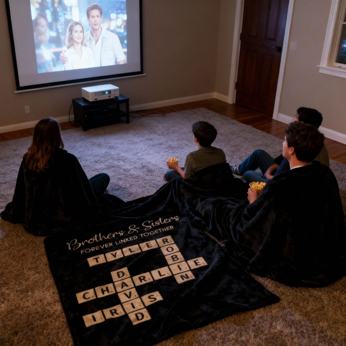 Brothers & Sisters Forever Linked Together - Family Personalized Crossword Puzzle Art Personalized Blanket