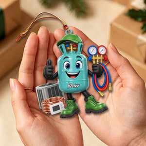 HVAC Refrigerant Tank Mascot Ornament – Funny Personalized Heating & Cooling Tech Gift