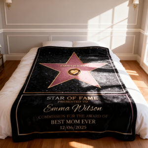 Mom Star Of Fame - Family Personalized Custom Blanket Gift for Mom