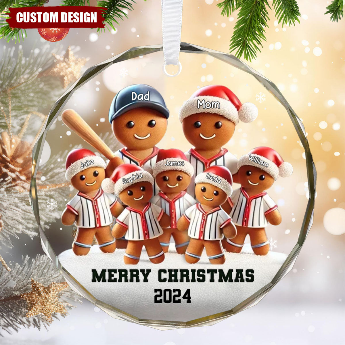 Baseball Bread Family Sport Lover - Glass Ornament, Christmas Gift For Family