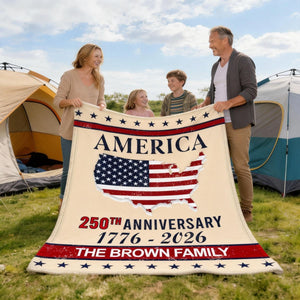 America 250th Anniversary Blanket Personalized Family Name Blanket