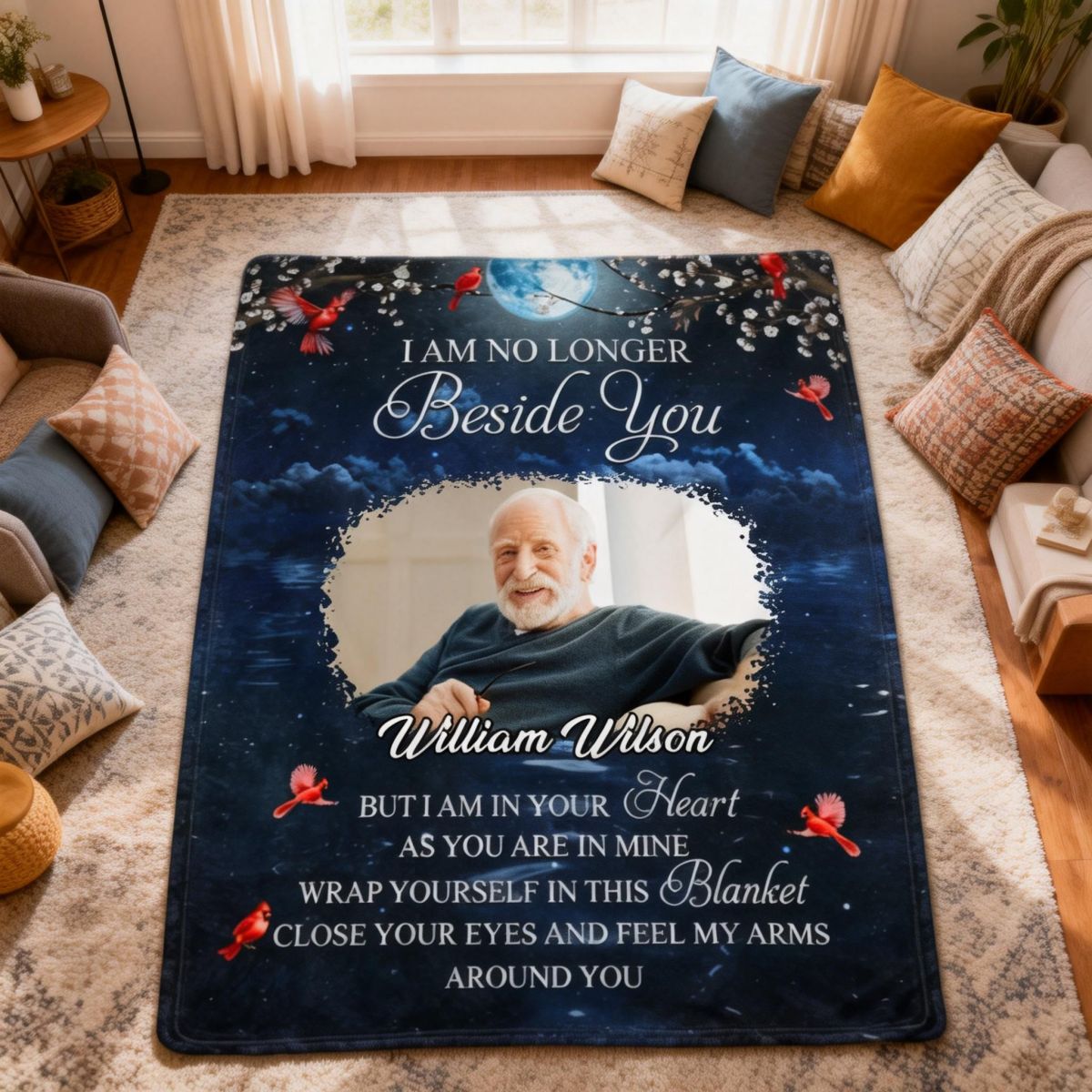 A Hug From Heaven When You Really Miss Me Memorial - Custom Photo Personalized Fleece Blanket