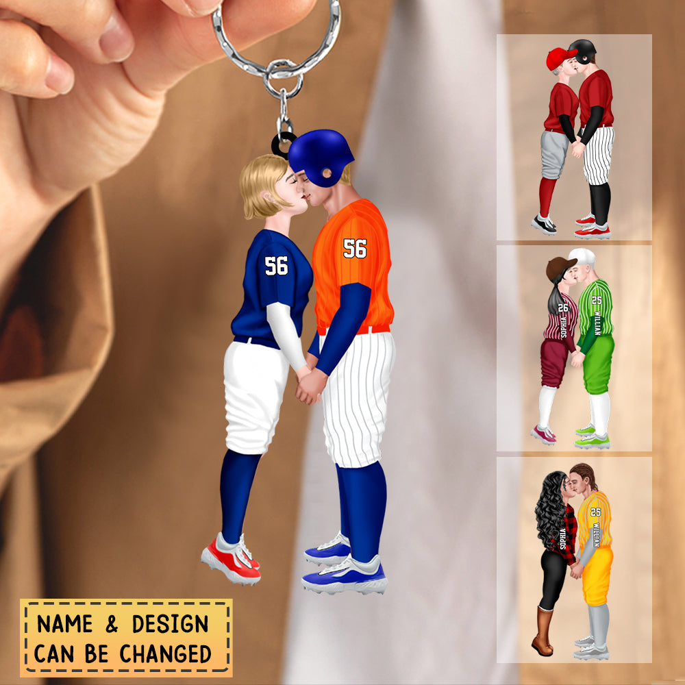 Personalized Acrylic Custom ShapeOrnament-Couple Gift-Baseball Couple Keychain