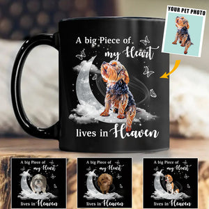 Memorial Upload Photo On Moon, A Big Piece Of My Heart Lives In Heaven Personalized Mug