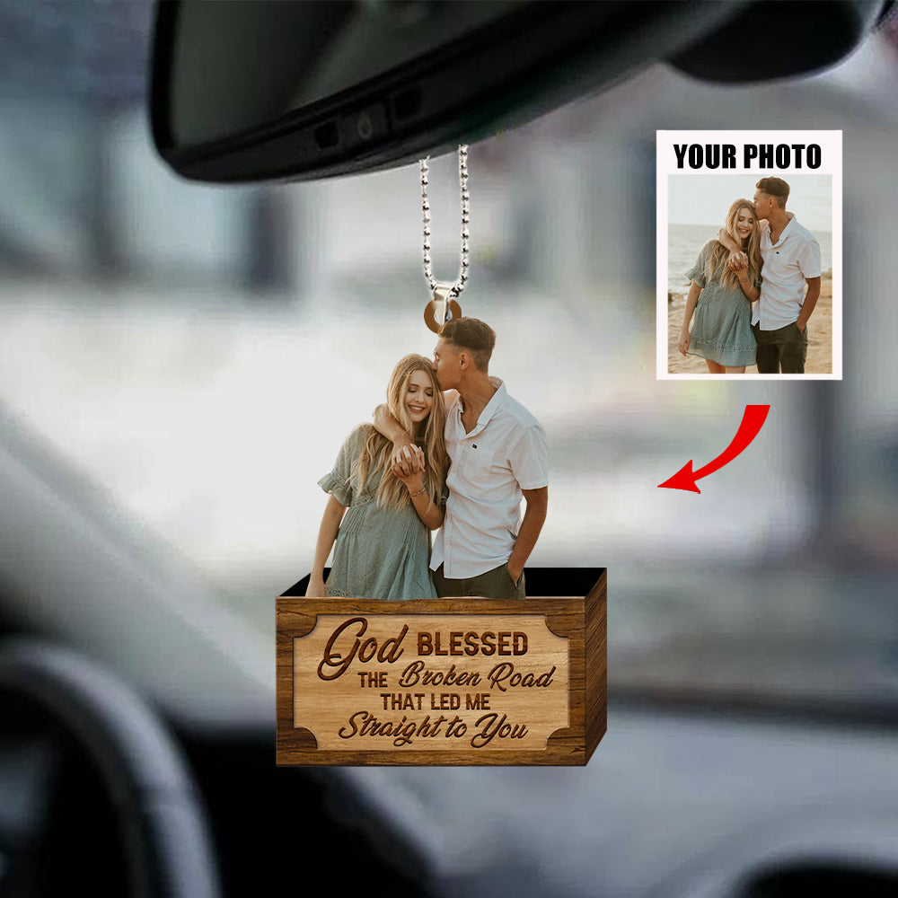 Personalized Car Hanging Ornament - Gift For Couple-Upload photo