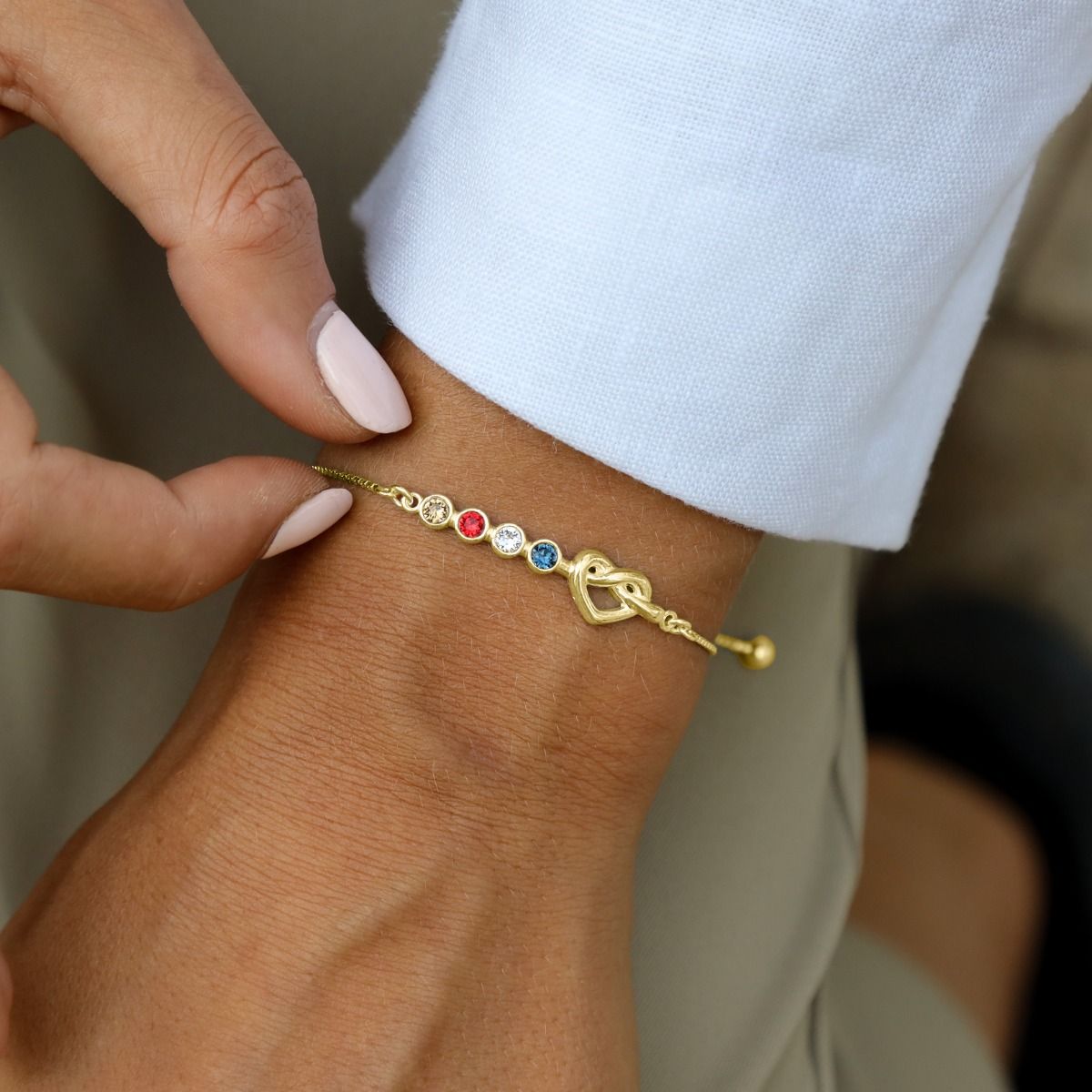 Ties of the Heart - Personalized Adjustable Birthstone Bracelet
