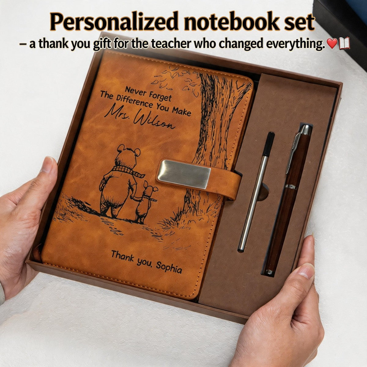 Never Forget The Difference You Make Thank You Teacher - Personalized Notebook Set